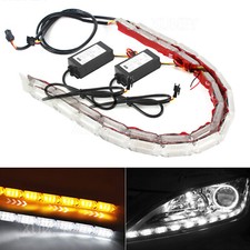 2pcs Car Led Strip Crystal Drl Led Lights Daytime Flowing Turn Signal Headlight