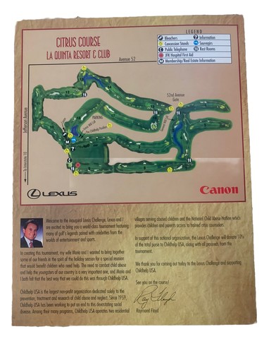 Programa de golf Lexus 1995 autografiado firmado por Lee Trevino garantizado - Imagen 3 de 3