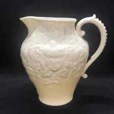 Belleek Bacchus Faces Mask Pitcher 1st Green Mark 16 Oz 5 3/4" Ireland 1946-1955