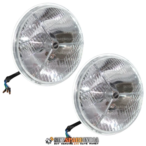 Classic Mini Lucas 7" Tripod Halogen H4 Conversion Headlight Beam Set With Bulbs