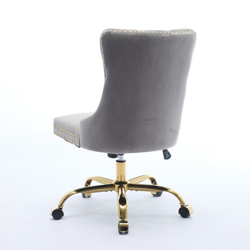 Silla de oficina para el hogar de 19,7-22,4" de altura silla de escritorio giratoria de terciopelo acento gris char - Imagen 6 de 16