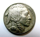 1938 D XF+ STRONG FULL HORN BUFFALO NICKEL, FREE SHIPPING