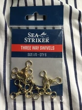 Sea Striker Three Way Swivel Size 1/0 BRASS - 6 COUNT NEW IN PACKAGE
