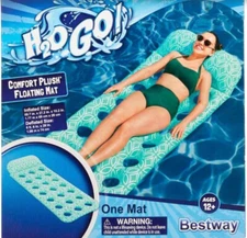 H2OGO!  Green Comfort Plush Floating Mat Inflatable Water Pool Lounge  70" x 27"