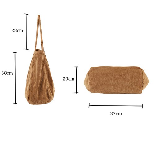 Damen Cord Beuteltasche Umhängetasche Schulter Handtasche große Kapazität Einkaufstasche - Bild 2 von 20