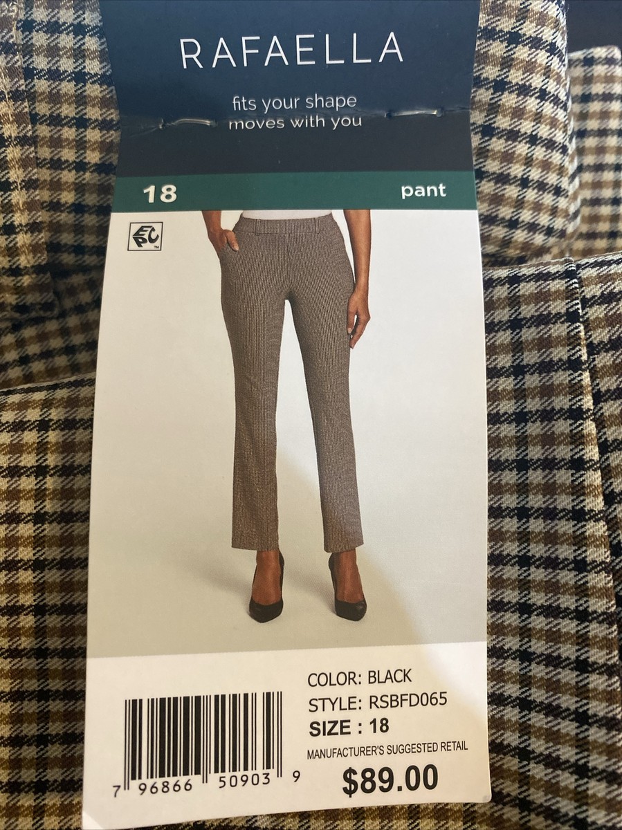 NEW-Women's Rafaella Plus Sportswear Comfort Pants Size 18 Plaid