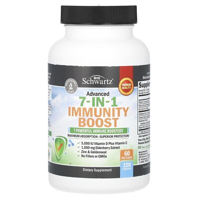 Bio Schwartz Advanced 7-in-1 Immunity, 120 Capsules Vitamin D elderberry 02/25