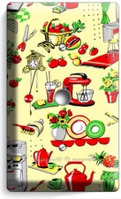RETRO 50'S KITCHEN APPLIANCES PATTERN LIGHT SWITCH OUTLET WALL PLATES HOME DECOR