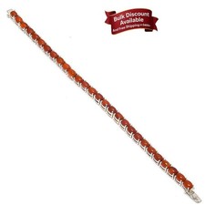 Natural Red Carnelian Handcrafted Wife Chain Sacral Chakra Bracelet Solid Silver