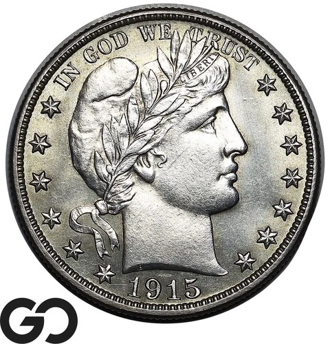 1915-S Barber Half Dollar, Tough This Nice, Lustrous Gem BU++
