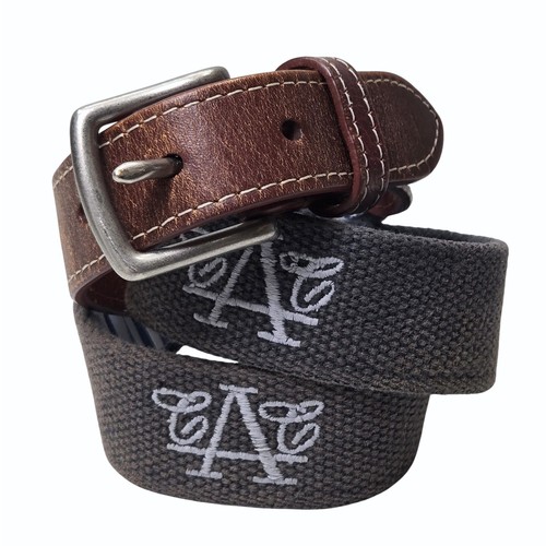 Peter Millar Boys L Belt Embroidered Navy Canvas Leather Austin Country Club ACC