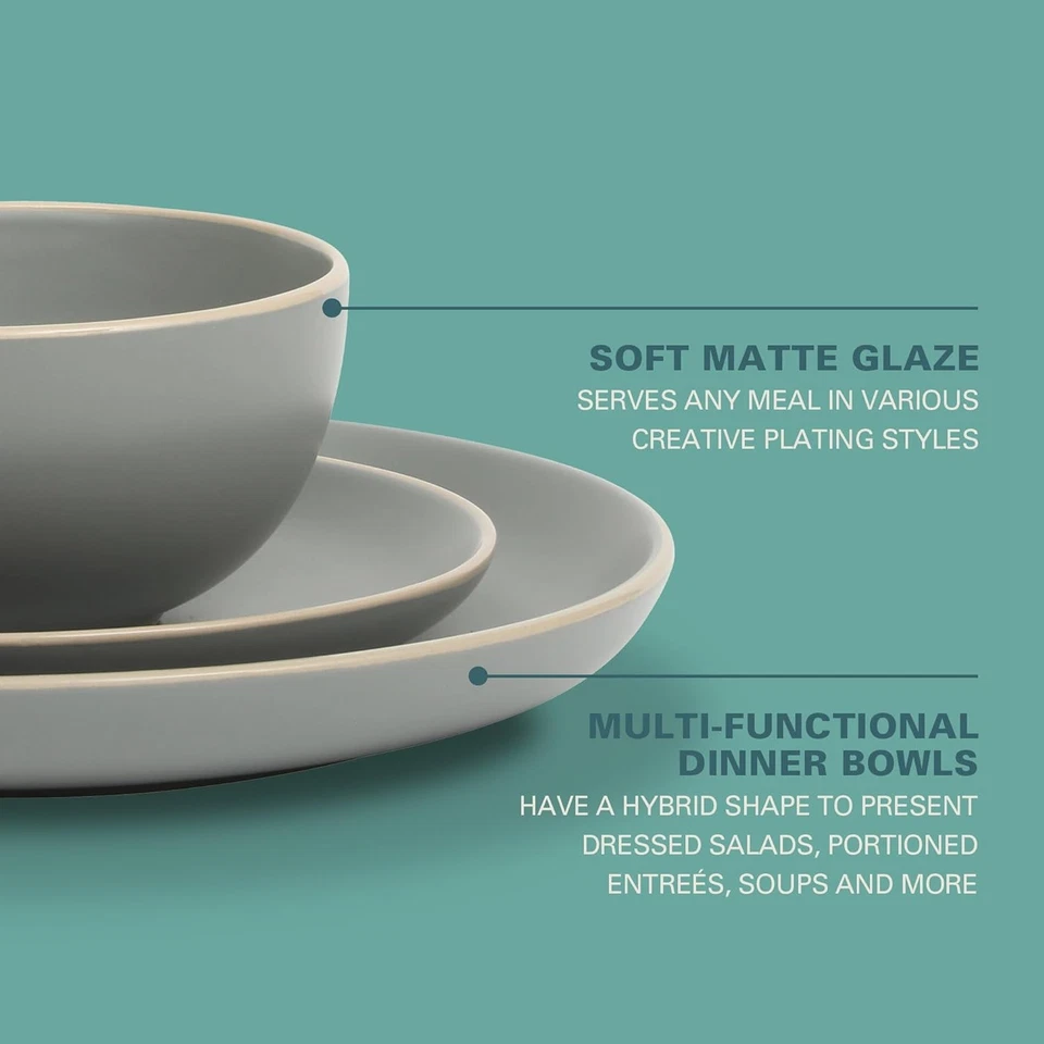 Juego de vajilla Gibson Home Rockaway 12 piezas servicio para 4, gris mate - Foto 3 de 4