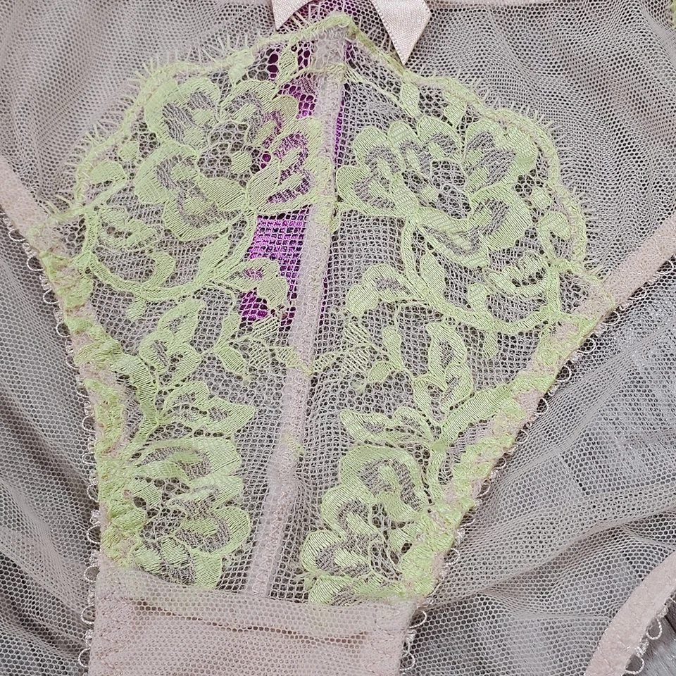 Трусики L'Agent от Agent Provocateur Angelica сетчатые и кружевные обнаженные/лаймовые размер L - Изображение 2 из 4