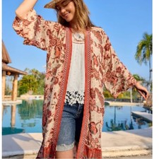 NWT Sundance Marsala Kimono Floral Size M