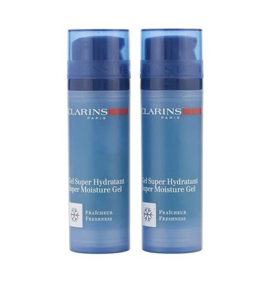 Clarins Men 2 x 1.7 oz. Super Moisture Gel Duo Travel Exclusive NIB