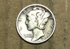 1944  D     MERCURY  SILVER   ACTUAL  COIN                           90131204-06
