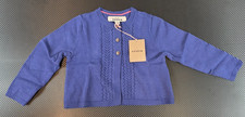 Mini Boden Girls 2-3Y Navy Blue Cotton Cardigan Button Front Pointelle Sweater