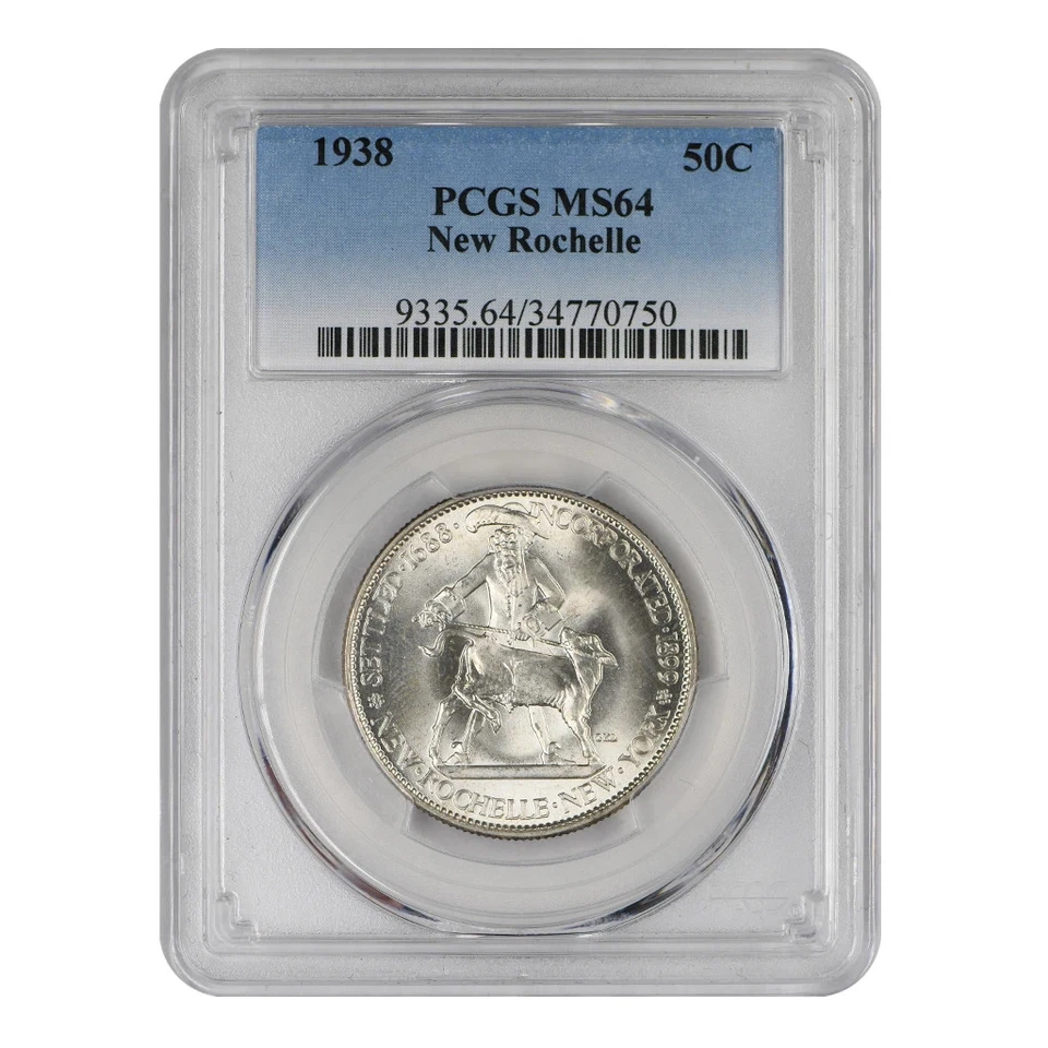 1938 New Rochelle Commemorative Silver Half Dollar PCGS MS-64 - Image 3 of 4