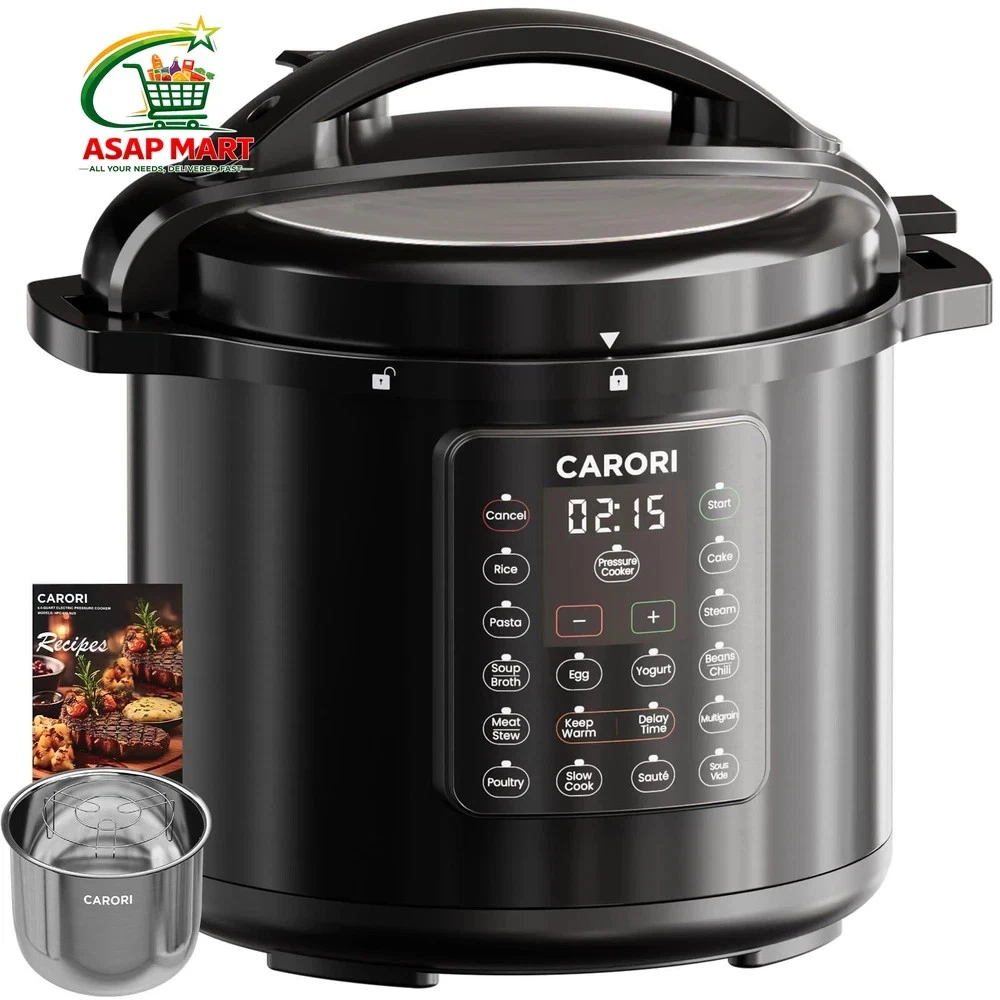 12-in-1 Electric Pressure Cooker 8 Quart, 1200W olla de 8 Quarts, Black