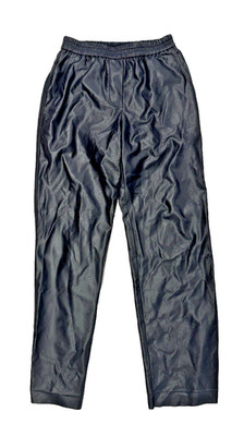 8PM Women's Black Leather Trousers Slim Fit w/ Pockets Size XS