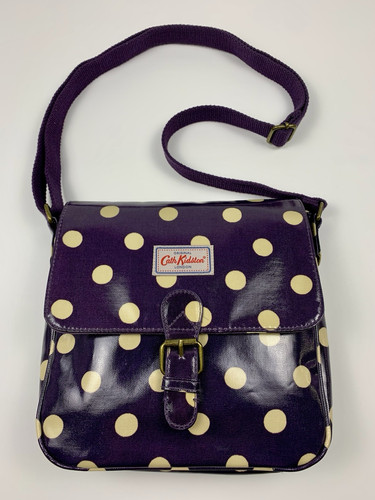 Cath Kidston Purple Creme Polka Dots Medium Crossbody Bag Purse Adjustable Strap