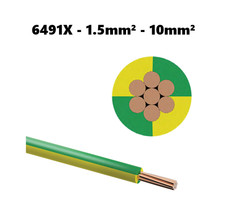 6491X EARTH GREEN / YELLOW SINGLE CORE ELECTRICAL CABLE INSULATED WIRE PVC