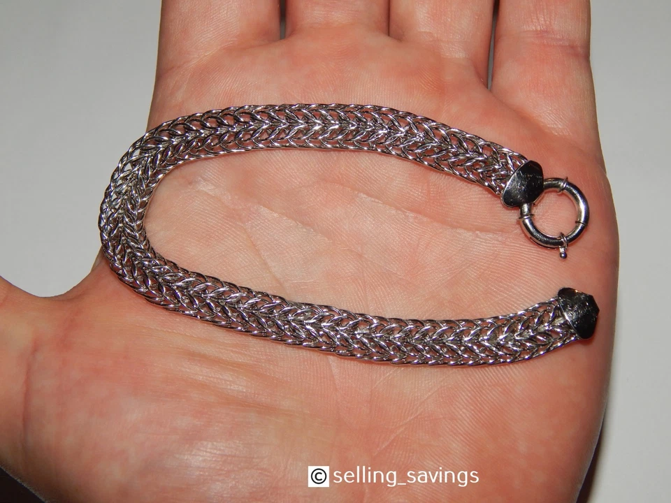 14K WHITE GOLD FILIGREE BISMARK 3/8 INCH WIDE TOGGLE CLASP BRACELET 8 INCH LONG - Image 2 of 4