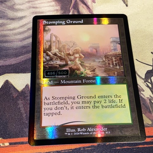 Stomping Ground X1 Mtg Ravnica Remastered Nm Serialized Retro Frame Foil 486/500