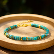 Natural Blue Turquoise Stone Bracelet Healing Reiki Women Jewelry Xmas Gifts