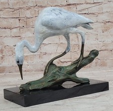 Figura Estatua Estatuilla Figura Firmada Original Milo Grulla Pájaro Bronce Art Deco