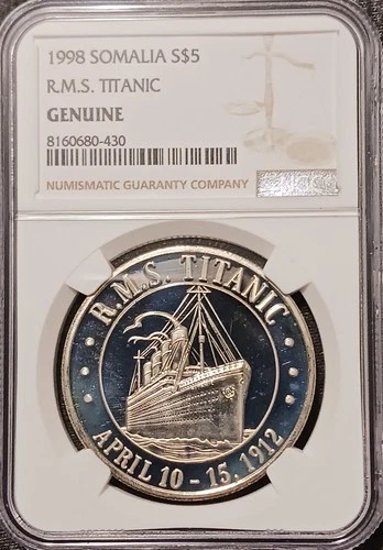1998 Somalia S$5 R.M.S Titanic Genuine NGC Graded