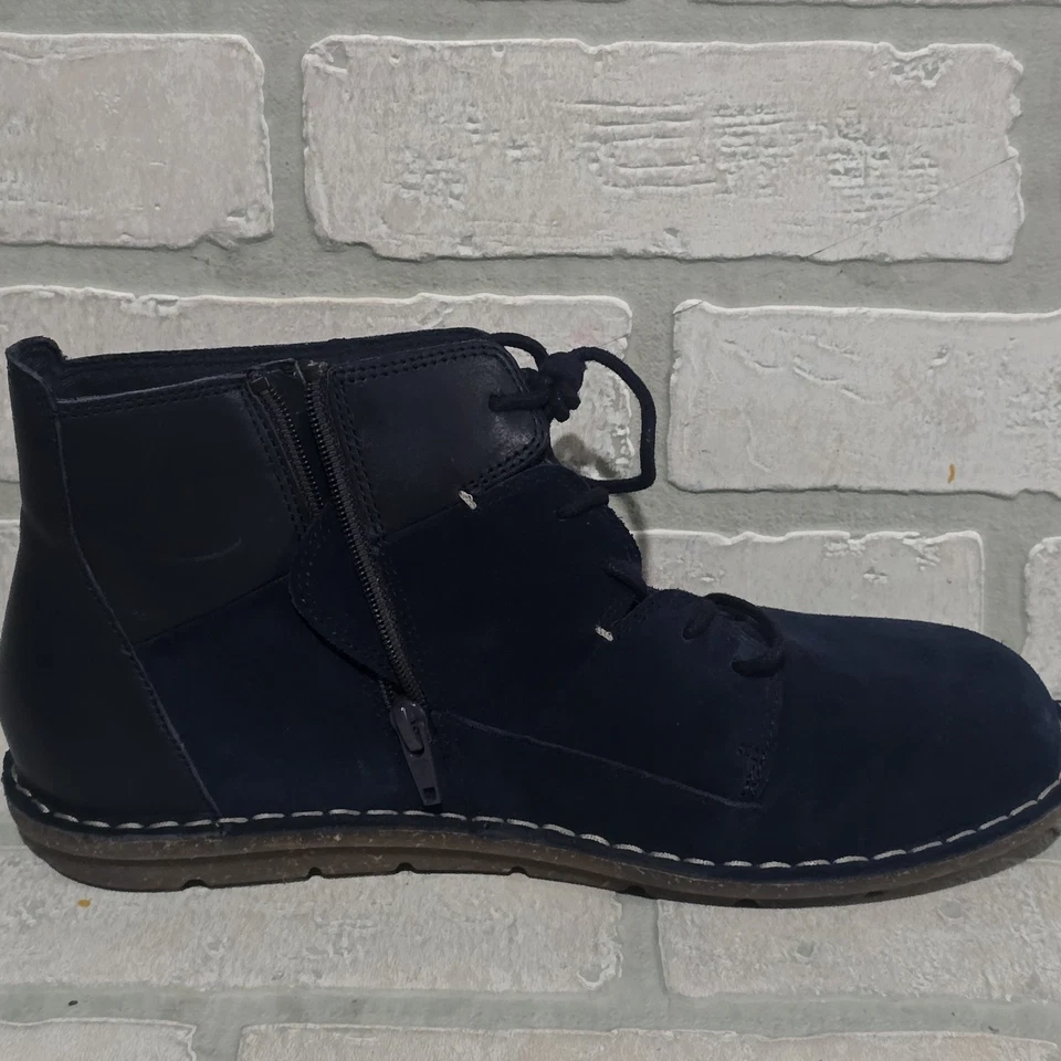 Botines Clarks para mujer azul marino borroso gamuza cuero con cordones cremallera talla 9,5 Foto 4 de 4