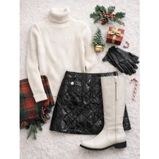 Aquatalia Gracelynn Calf Bone Leather Knee-High Boots 7M NWT w/ Flaws