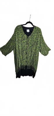 Pegasus Plus 3X Green and Black Patterned Tunic Dress 