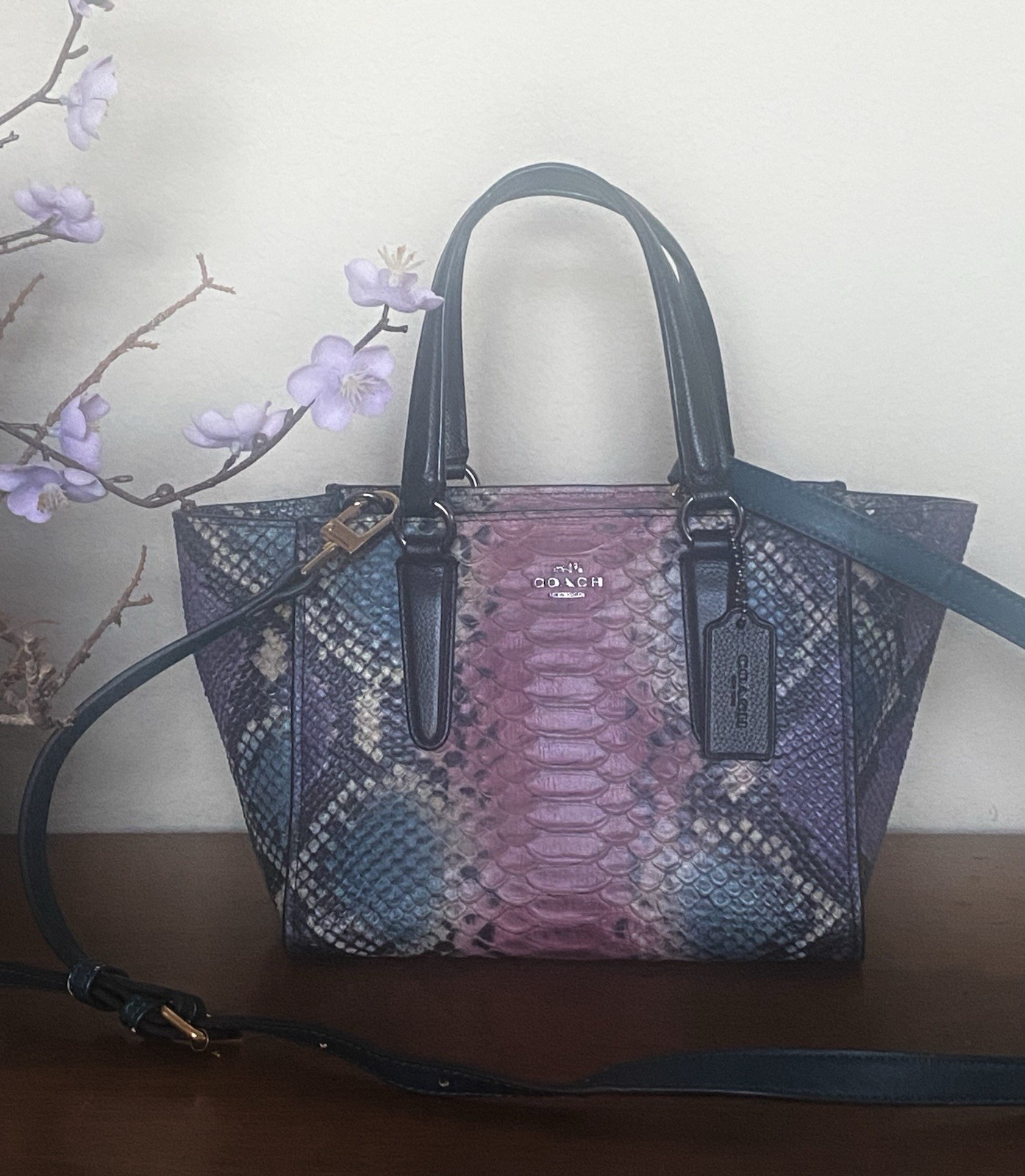 Coach Multi-Color Python Embossed Mini Crossbody … - image 4