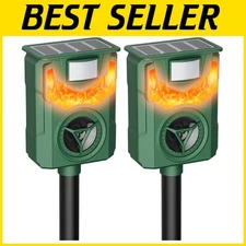 Humane 2-Pack Ultrasonic Animal Repeller with Solar Power and Advanced Modes