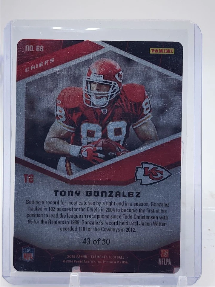 TONY GONZALEZ 2018 ELEMENTS FOOTBALL KANSAS CITY CHIEFS #66 /50 Q5333 - Image 2 of 2