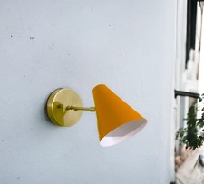 1950's Mid Century Handmade Brass Italian Diabolo Wall Sconce Light Fixture