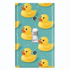 Metal Light Switch Outlet Cover Decorative Wall Plate Yellow Rubber Ducks AML214