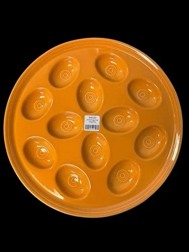 Fiesta Tangerine Deviled Egg Tray Plate Platter Fiestaware 11”