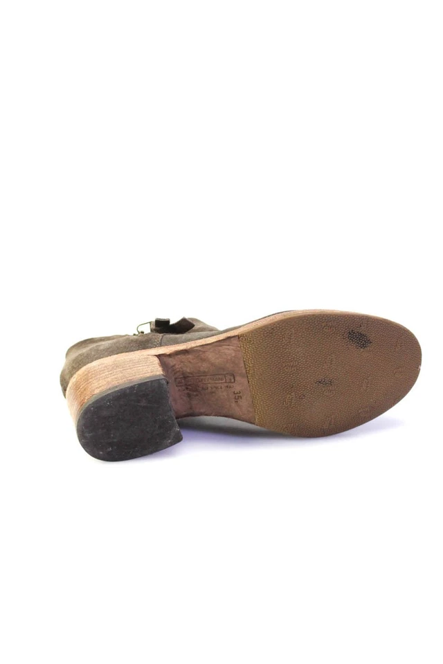 Botas de tornozelo femininas Alberto Fermani camurça biqueira redonda com zíper marrom tamanho 35.5 5.5 - Imagem 4 de 4