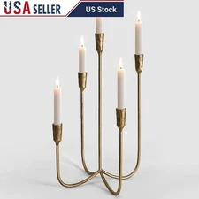 Hand-Forged Metal Candelabra Elegant Candle Holder 3 Taper Candles Home Decor US