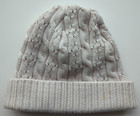 Icebreaker Merino Wool Beanie Hat Cream Cable Knit Fleece Lined OS