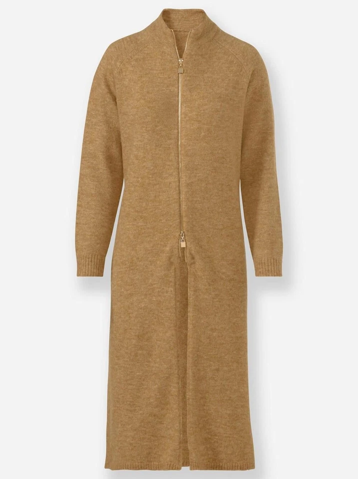 Mode von Heine Damen Strickjacke Cardigan Langarm Stehkragen camel Neu - Bild 2 von 3