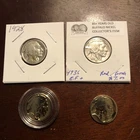 Lot Of (4) Buffalo Nickels. 1 1928, 1 1936 E.F. And (2) 24k “gold plated”