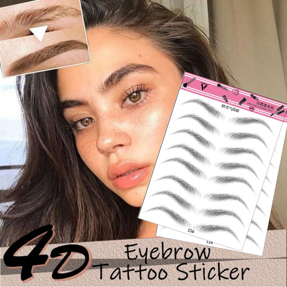 4D Hair-like Stick-On Authentic Eyebrows Waterproof Eyebrow Tattoo Sticker NEW