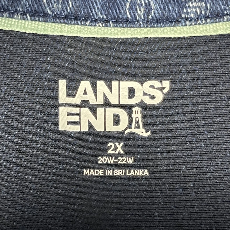 Top túnica de mezclilla elástica Lands End para mujer 2X azul estampado de retazos pesado artístico Foto 4 de 4