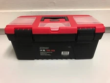 Tool Shop 14 in. Tool Box with Lid Organizers and Removable Tool Tray