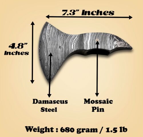 Custom Hand Forged Damascus Steel Tomahawk - Hatche Viking Axe Head (AX251-A) - Picture 2 of 5