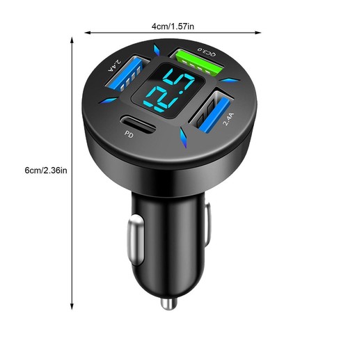 QC 3.0 4 USB Car charger 2.4A PD Fast Charging For Huawei Charger Type C Q9U3 - Zdjęcie 12 z 12